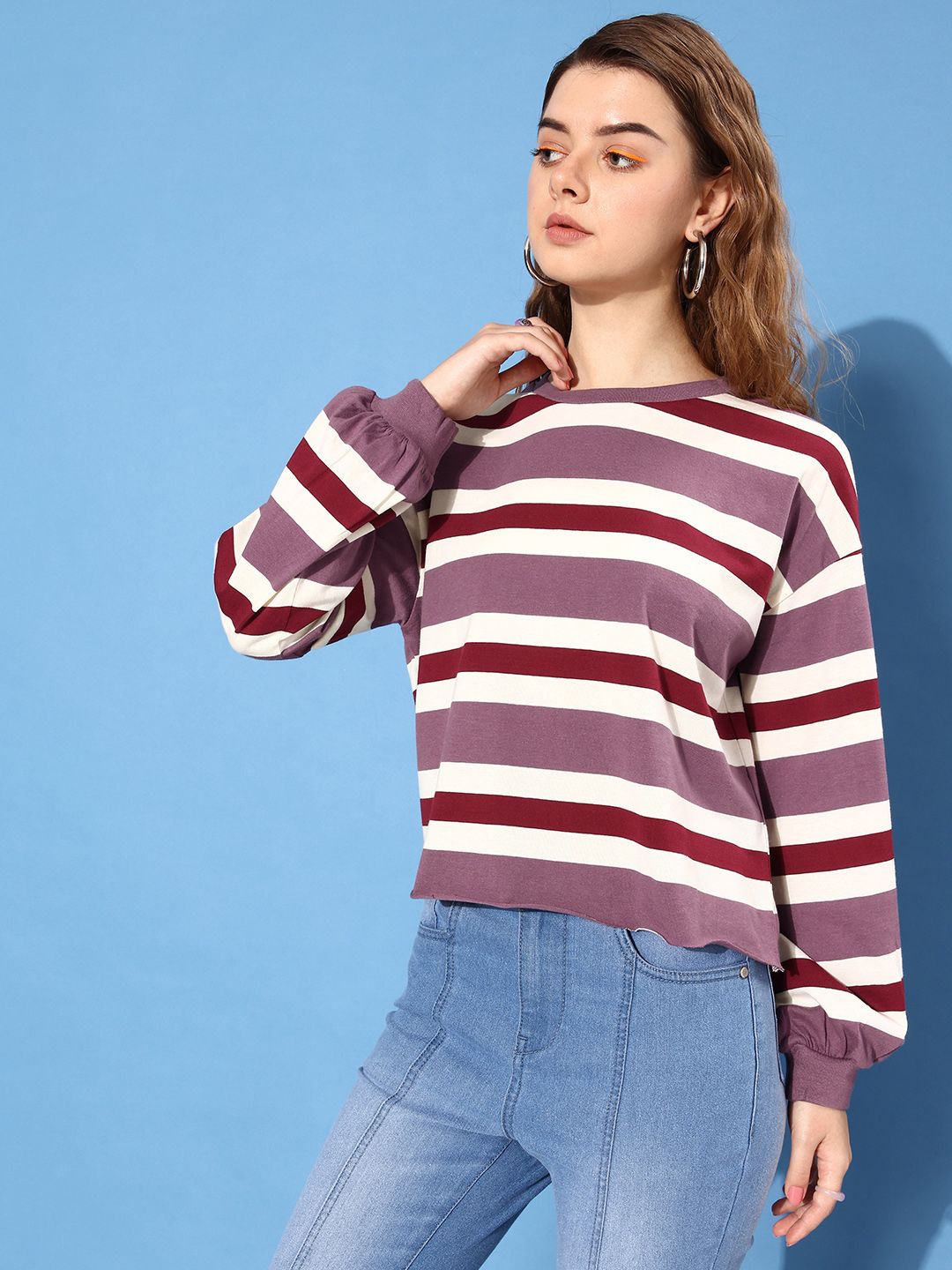 the roadster life co. striped drop shoulder sleeves oversized t shirt