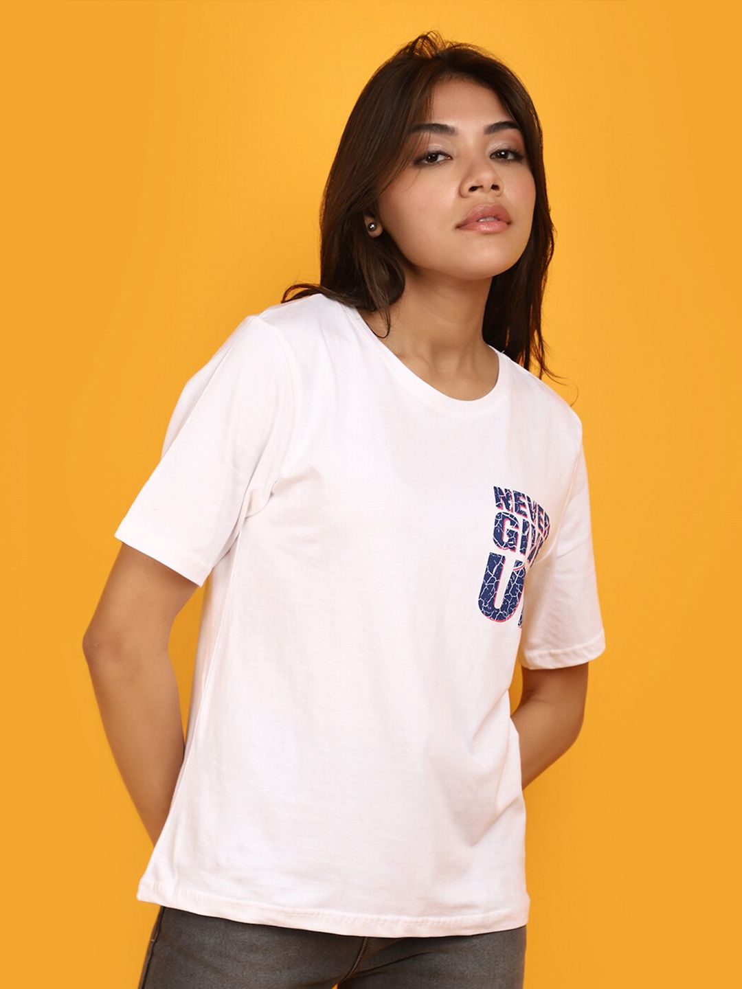 v mart round neck short sleeves typography printed cotton t shirt