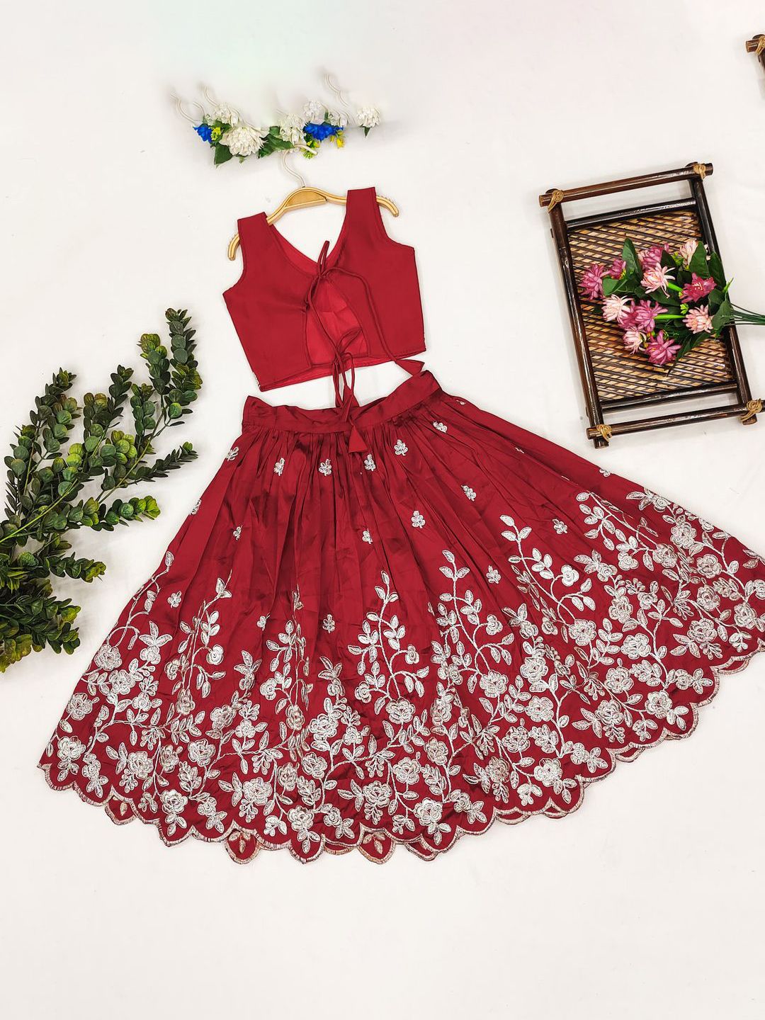 jovk design girls embroidered ready to wear lehenga & choli jovk design girls embroidered ready to wear lehenga & choli