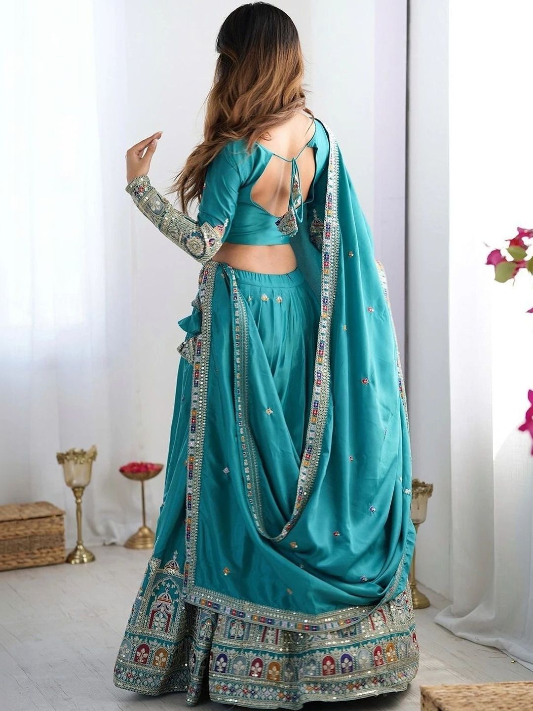 reelove factory embellished mirror work semi stitched lehenga & blouse with dupatta reelove factory embellished mirror work semi stitched lehenga & blouse with dupatta