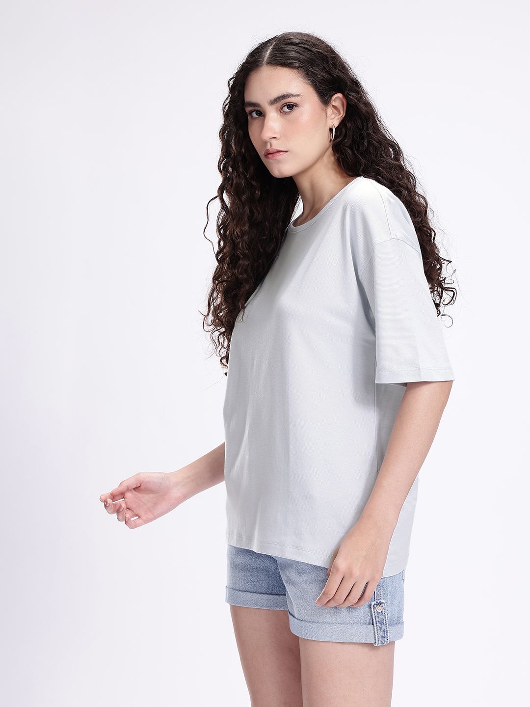 kook n keech striped drop shoulder sleeves pure cotton oversized t shirt