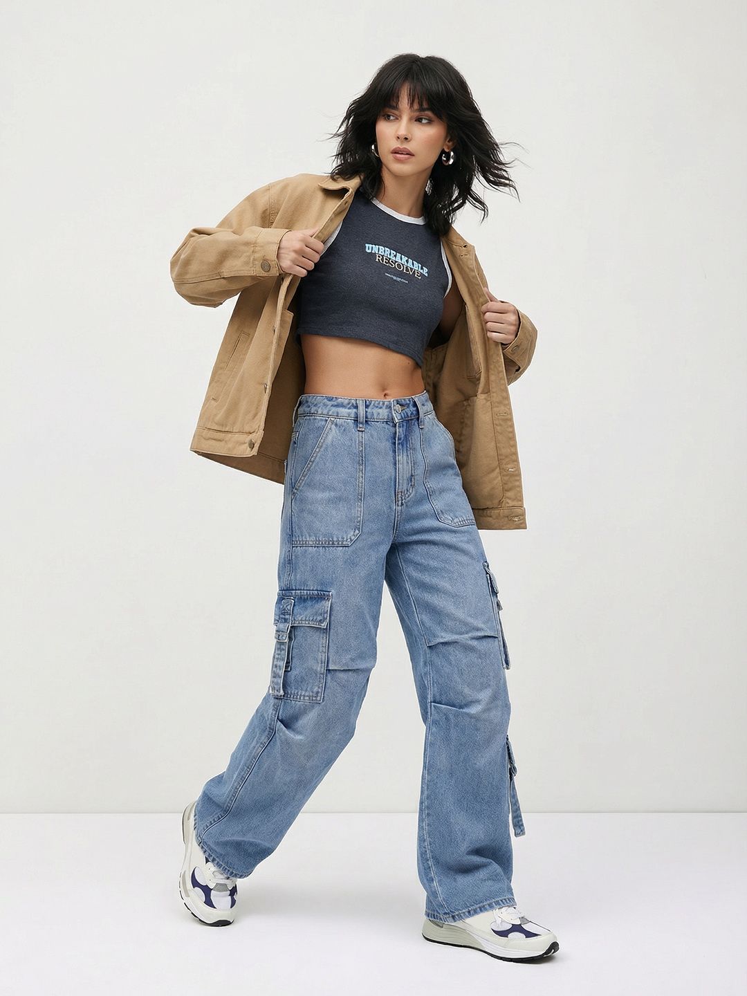 the roadster life co. typography printed slim fit crop t shirt
