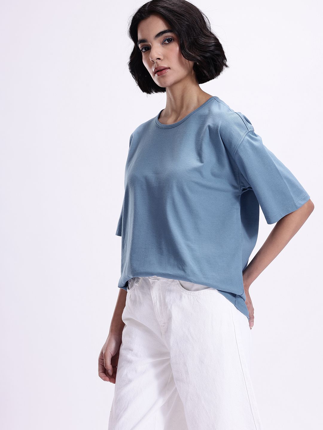 kook n keech drop shoulder sleeves pure cotton oversized t shirt