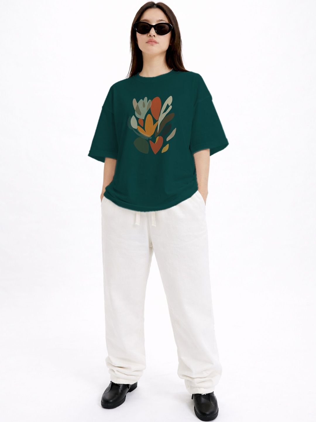 the roadster lifestyle co printed organic cotton round neck oversized tshirt