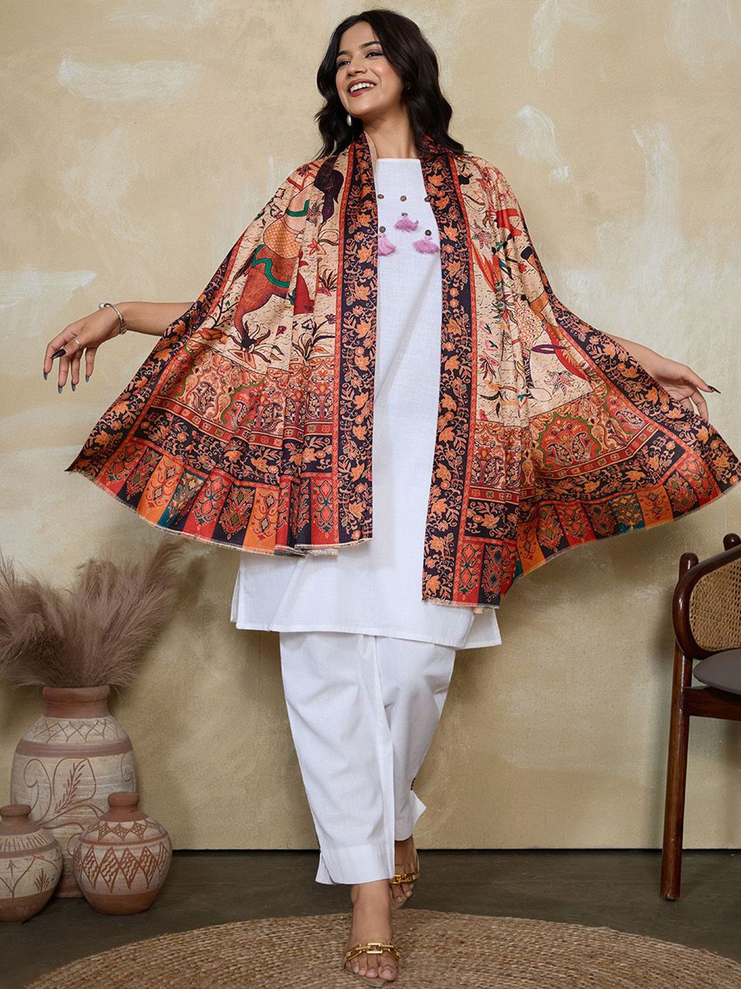 weavers villa women digital graphic printed winter shawl weavers villa women digital graphic printed winter shawl