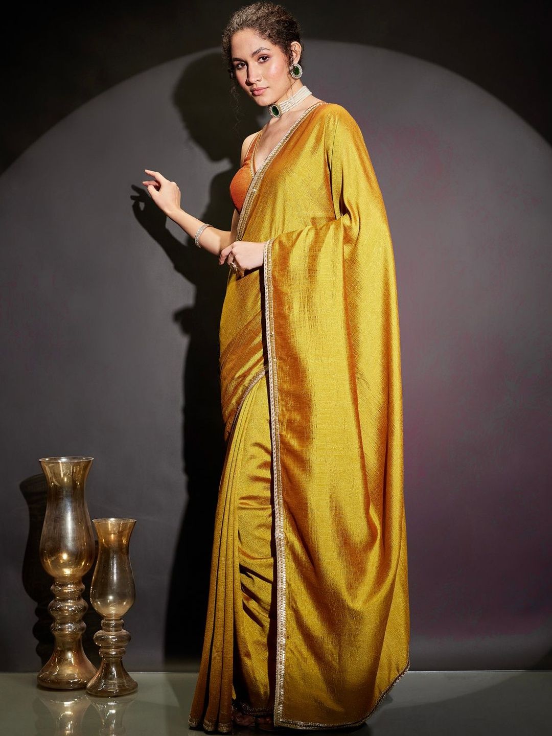 janasya women's mustard silk blend ready to wear embellished saree with unstitched blouse janasya women's mustard silk blend ready to wear embellished saree with unstitched blouse