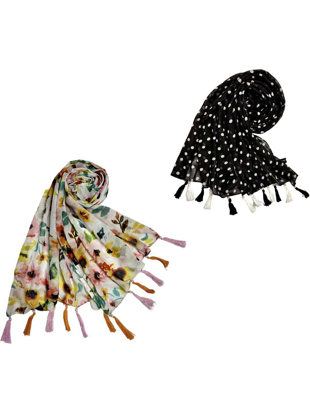 poshampaa be desi pack of 2 women printed scarf with tassels poshampaa be desi pack of 2 women printed scarf with tassels
