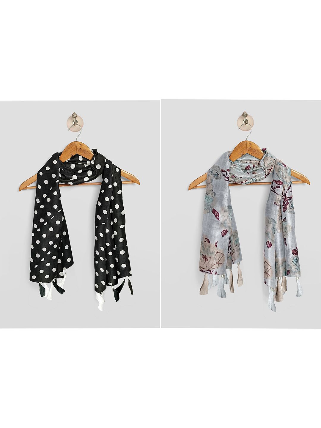 poshampaa be desi women pack of 2 printed scarf with tasselled border poshampaa be desi women pack of 2 printed scarf with tasselled border