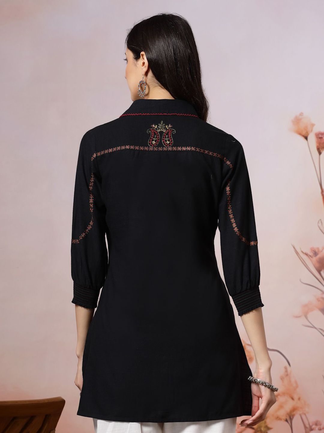 nayam by lakshita paisley embroidered shirt collar thread work thread work kurti nayam by lakshita paisley embroidered shirt collar thread work thread work kurti