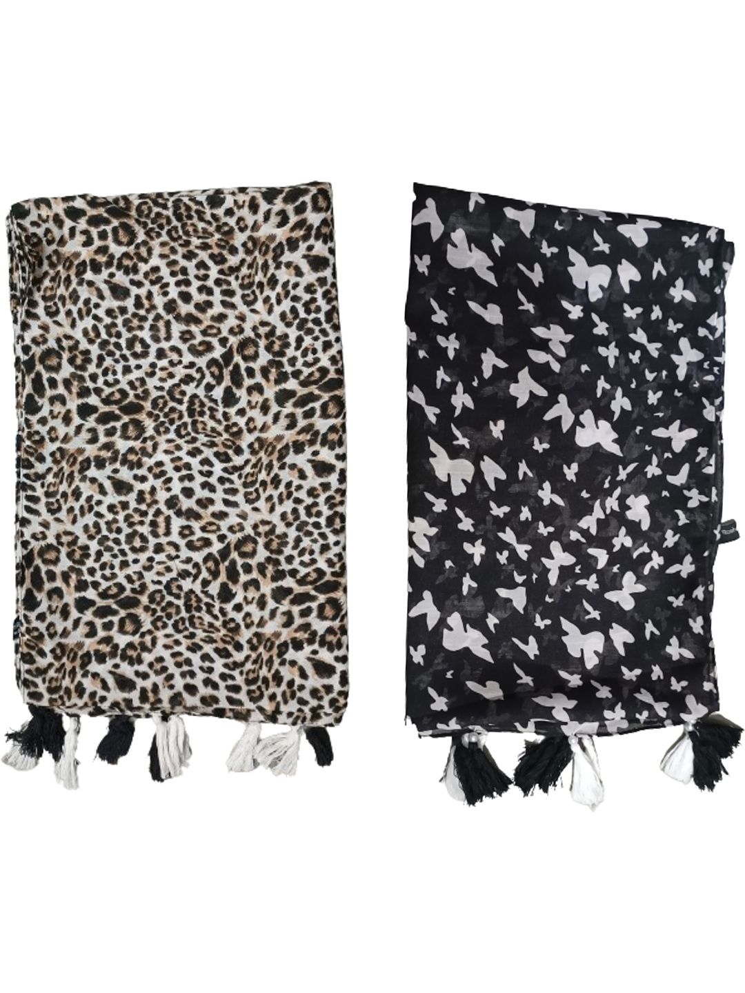 poshampaa be desi women pack of 2 printed scarf with tassells poshampaa be desi women pack of 2 printed scarf with tassells