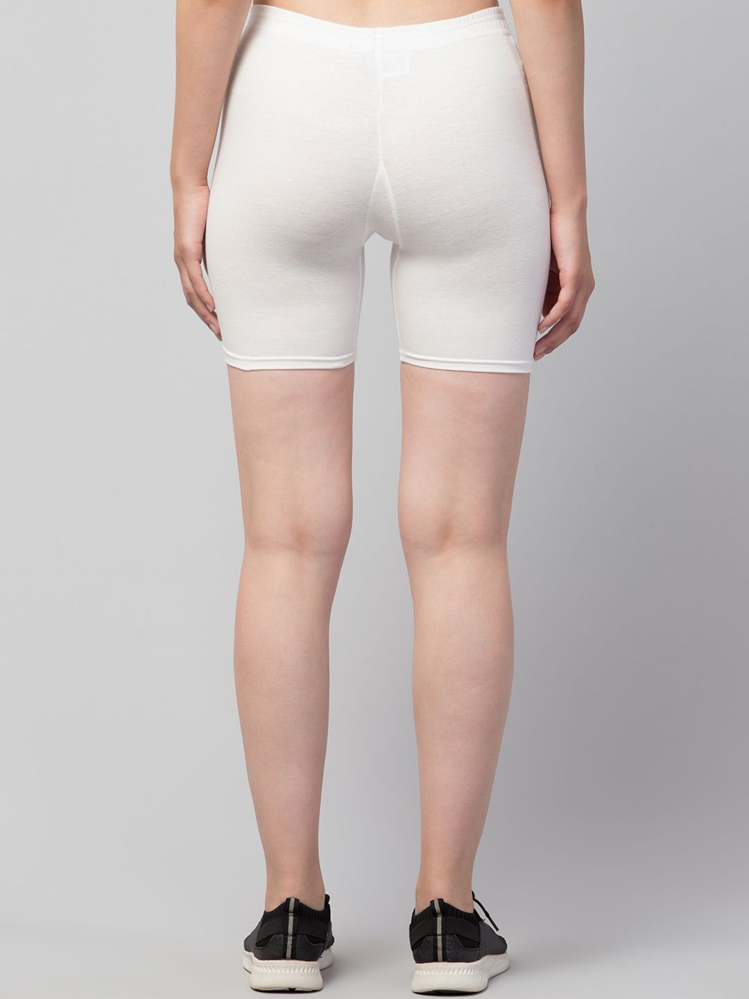 apraa & parma women white solid cotton skinny fit cycling sports shorts