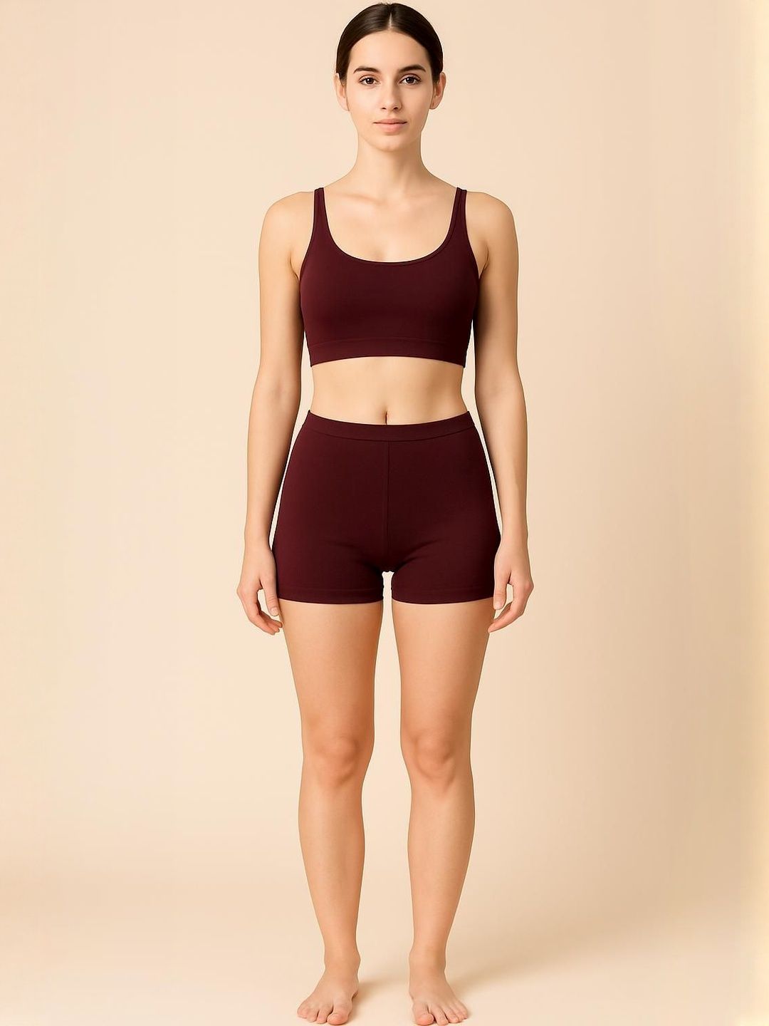 ullaspemium women solid cotton canvas slim fit cycling sports shorts