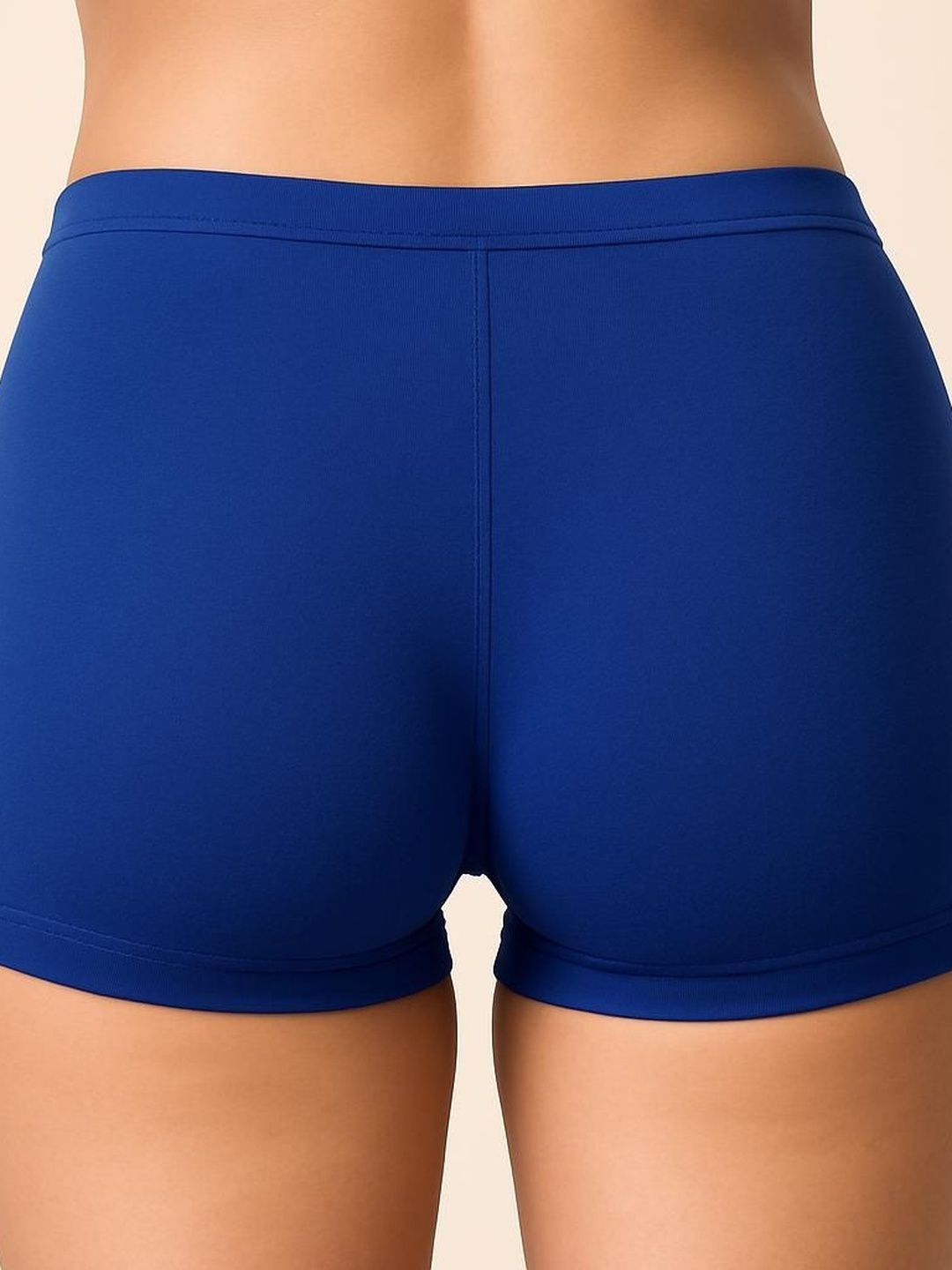 ullaspemium women blue solid slim fit cycling sports shorts