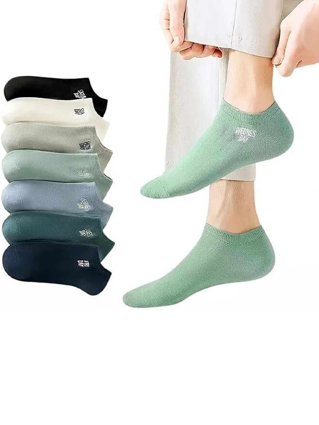 mercehive women pack of 7 cotton patterned ankle length socks