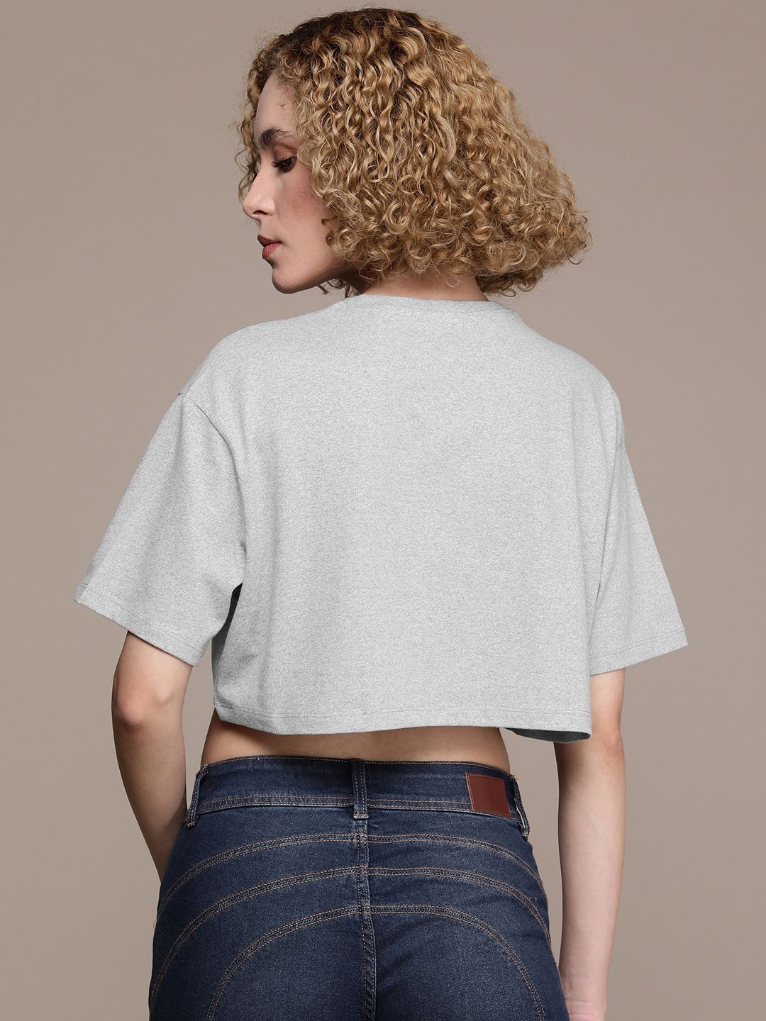 the roadster lifestyle co. women typography printed drop shoulder sleeves boxy t shirt