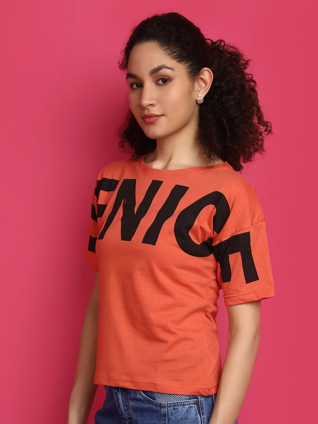 v mart typography printed drop shoulder sleeves cotton casual t shirt