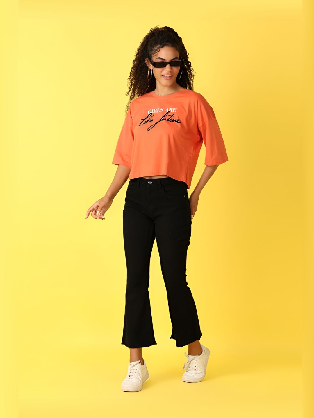 v mart women typography printed round neck cotton oversized t shirt