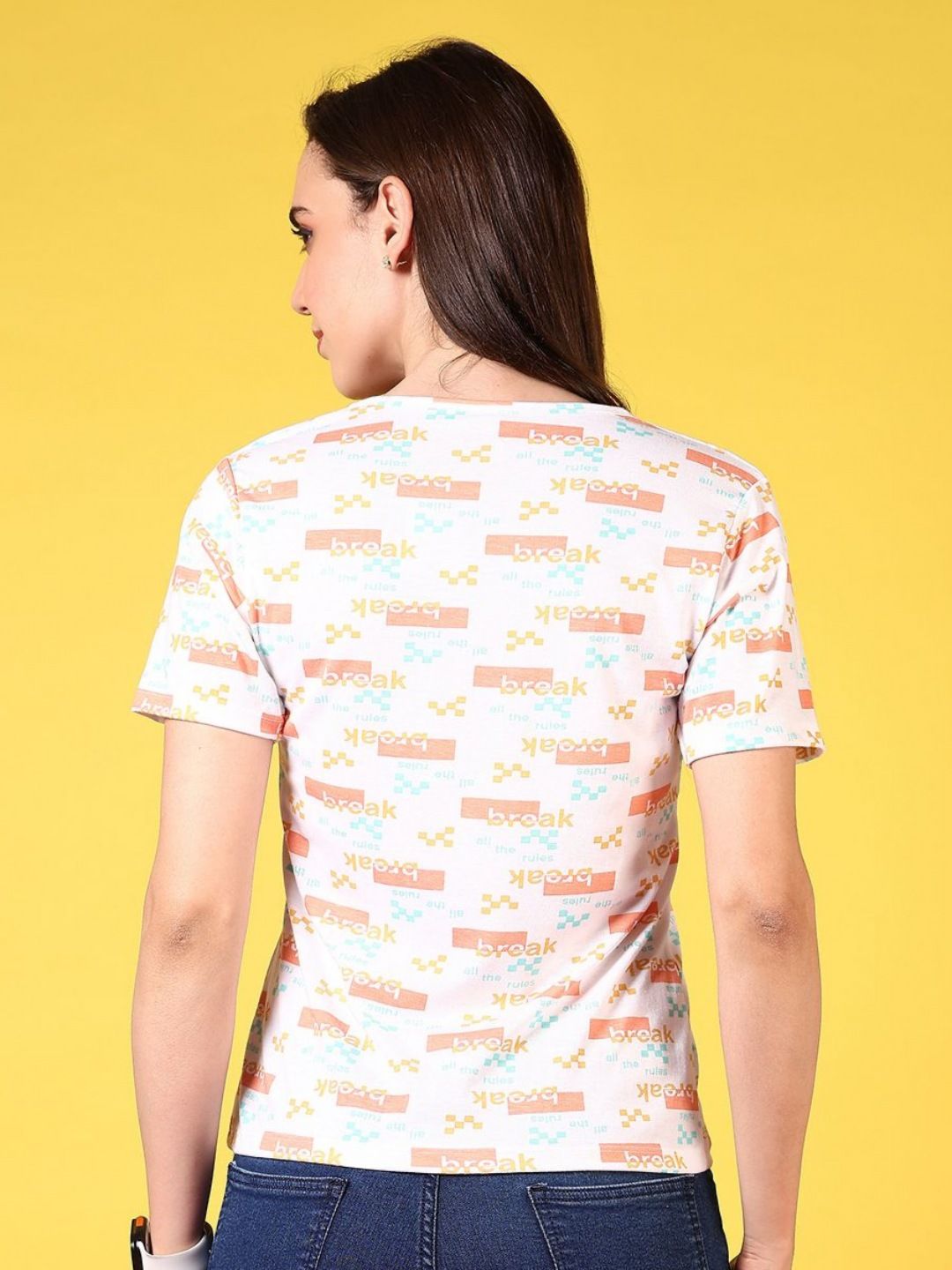 v mart women conversational printed round neck cotton t shirt
