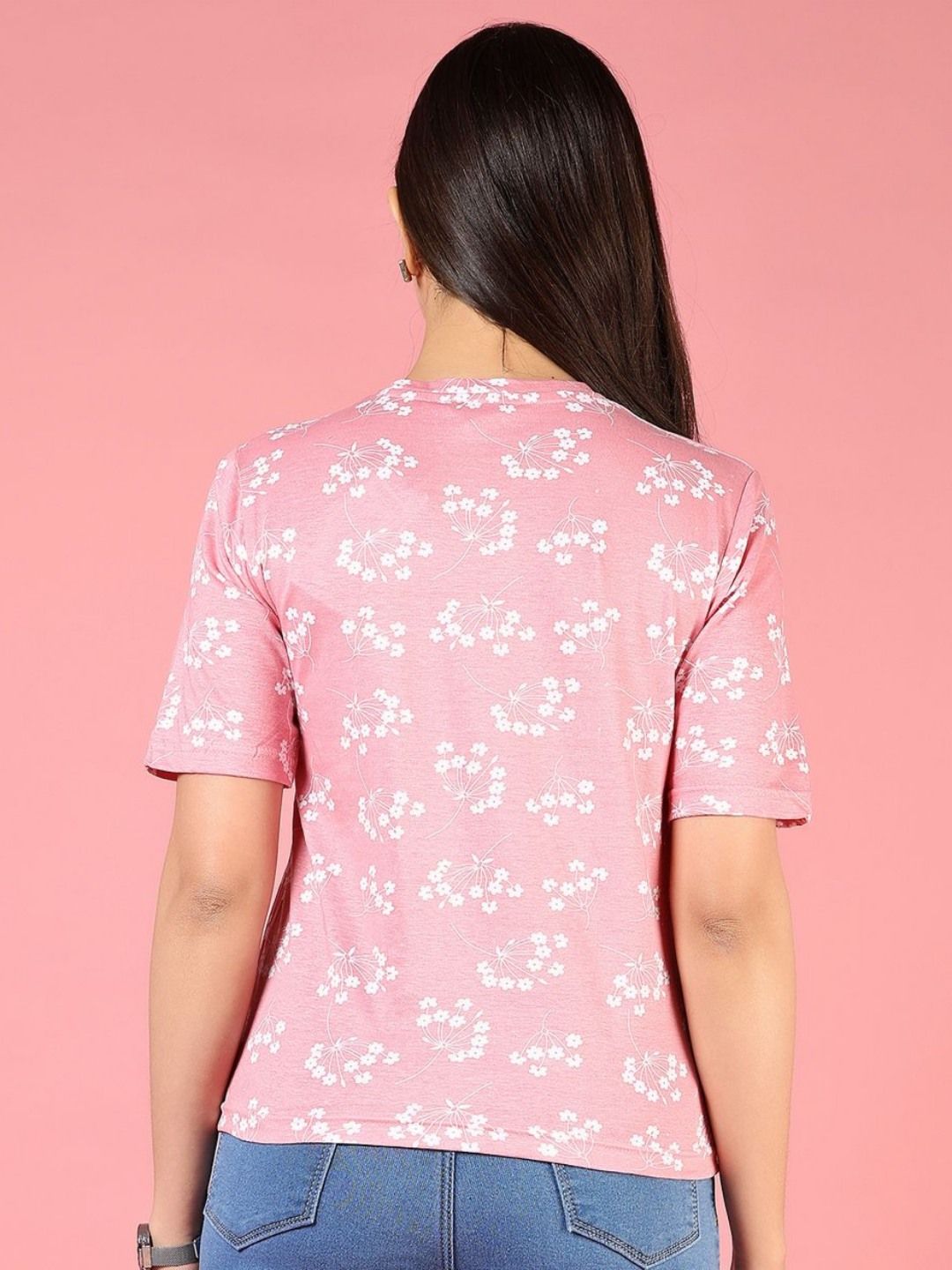 v mart women floral printed extended sleeves pockets t shirt
